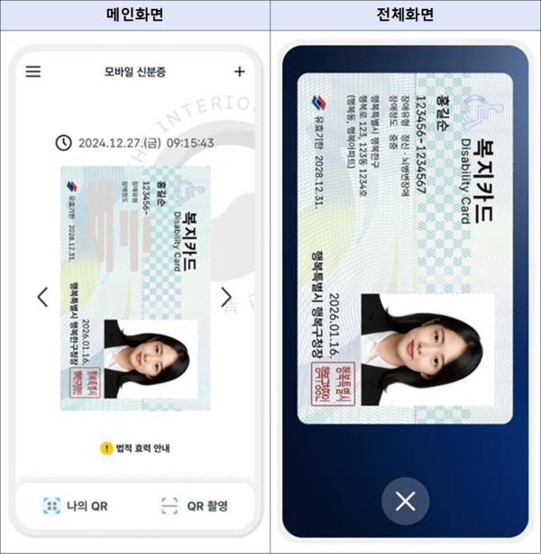 모바일 장애인등록증 이미지 예시. ⓒ보건복지부